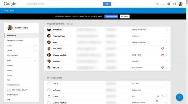 Google Contact mới