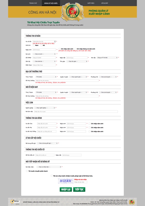 Tờ khai hộ chiếu Online